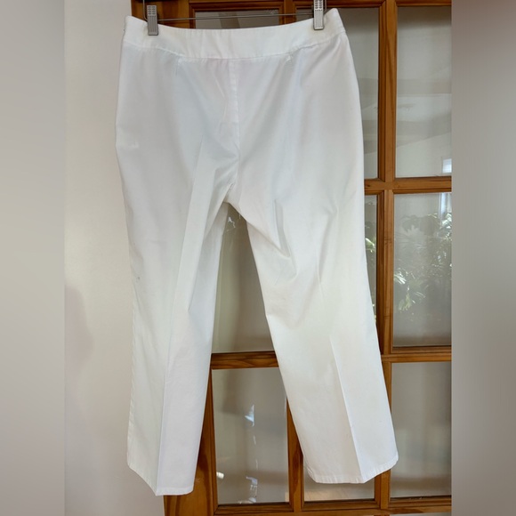 Tory Burch White Mid Rise Flat Front Side Zip Stretch Cotton Crop Trouser Size 8 - Picture 4 of 8